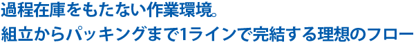 過程在庫をもたない作業環境。組立からパッキングまで1ラインで完結する理想のフロー